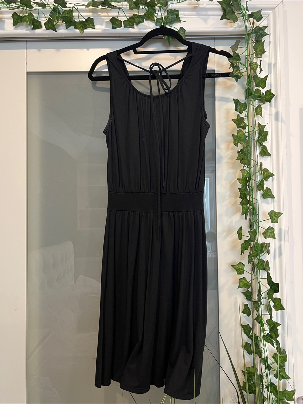 Old Navy Black Sleeveless Midi Dress with Tie-Back